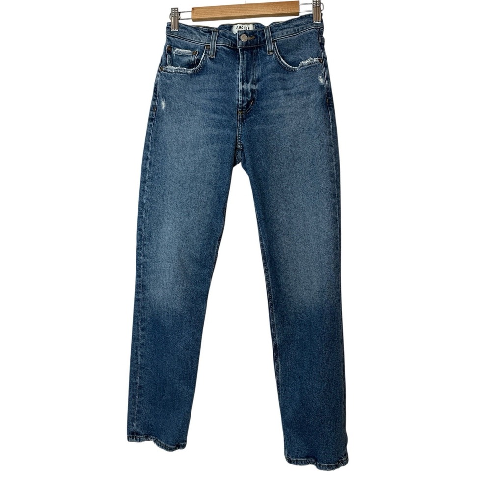 AGOLDE  KYE Jeans Women's SIZE 24 Straight Leg‎ Blue Distressed Denim Classic
